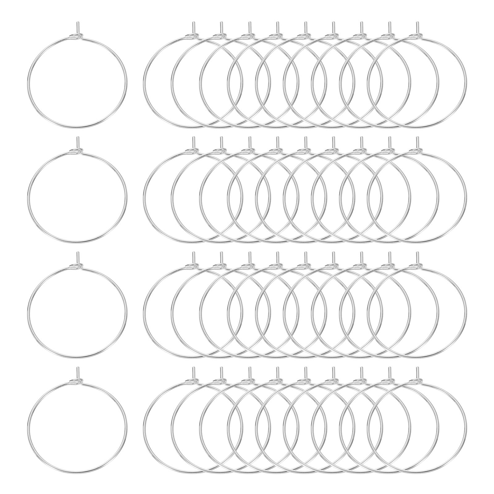 100Pcs Earring Beading Hoops 25mm 1" Hoop Earring Findings Dark Silver