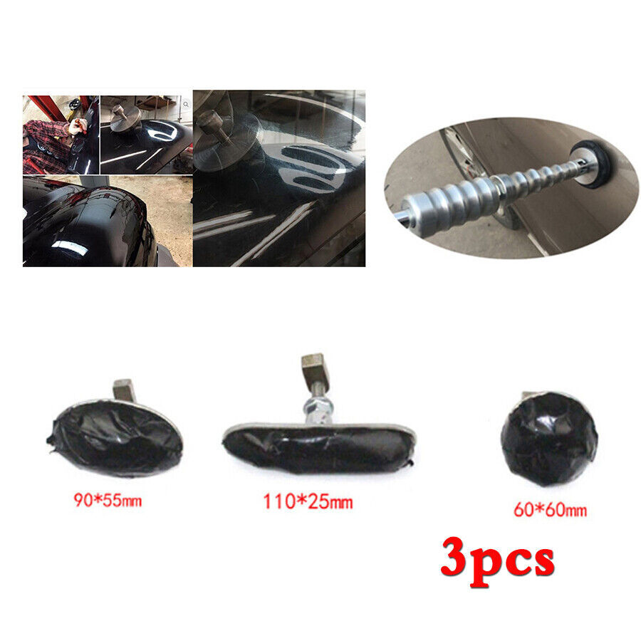 3pcs Car Body Paintless Dent Repair Tool Zinc Alloy Pads Cold Glue Free Sheet