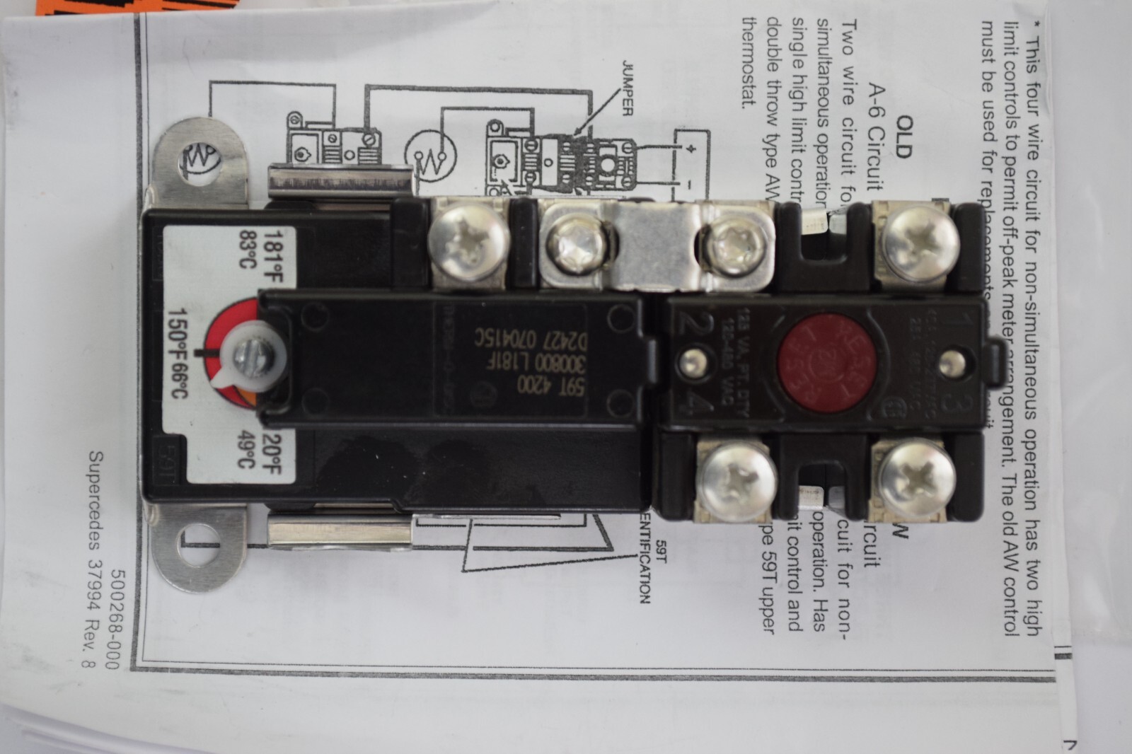 A.O. Smith K Thermostat 100109920 9004533215, SGL/ELE, SIM, LWR, DAIRY, TOD, NEW