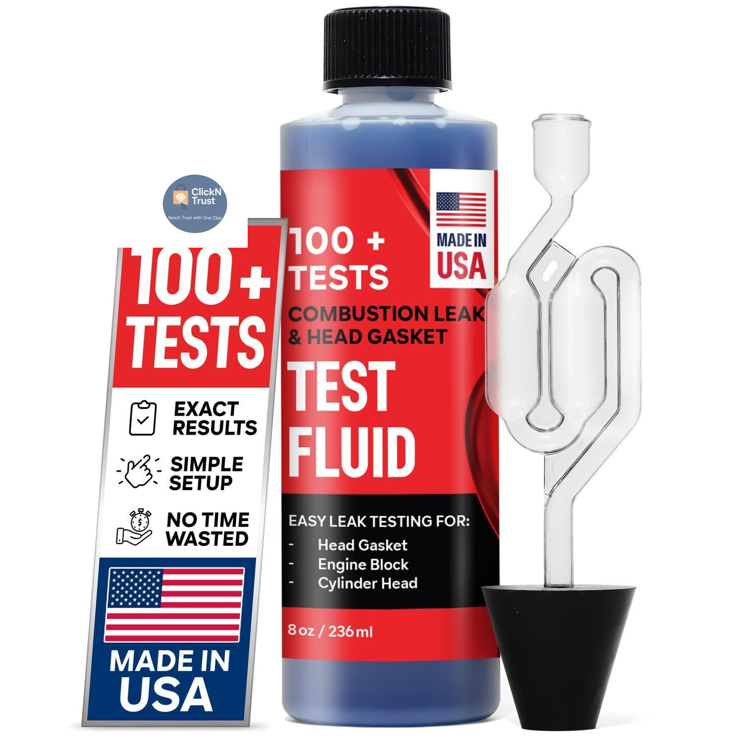Combustion Leak + Head Gasket Test Kit - Over 100 Tests - Includes 8oz...