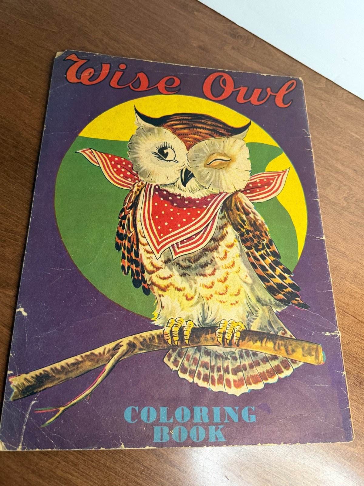 1960's Large Wise Owl Coloring book.  (Q)