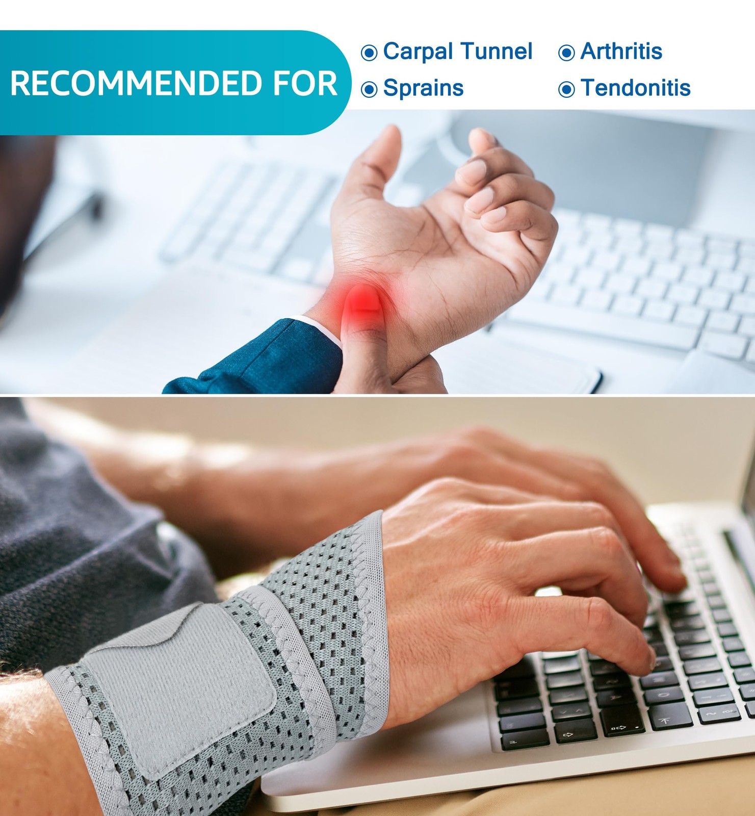 UltraThin Mesh Wrist Wraps Adjustable Support for Pain Relief & Workouts