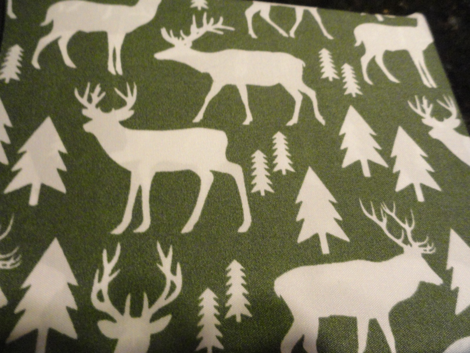 2 new Standard size Pillow Cases MOSSY OAK Wild life DEER Fir trees  green cream