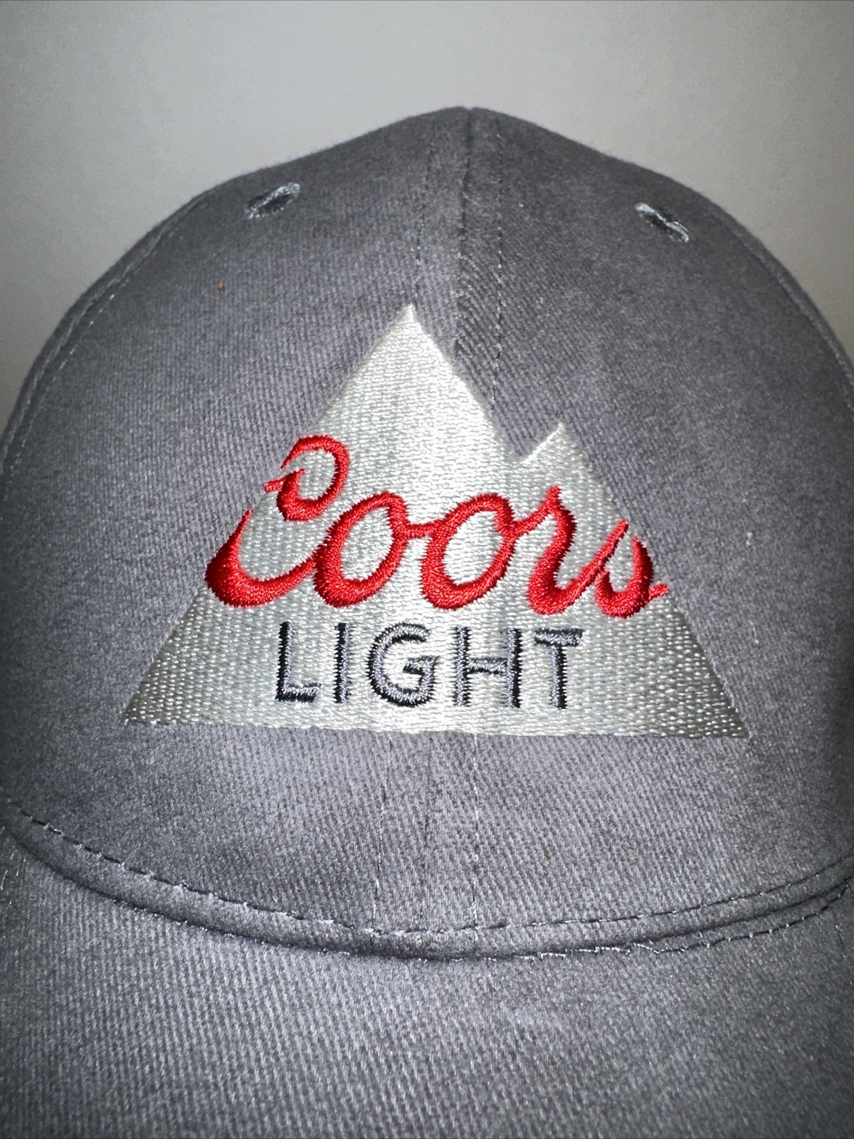 Coors Light Logo on Gray Hat Cap Snapback Suede front Fabric side back