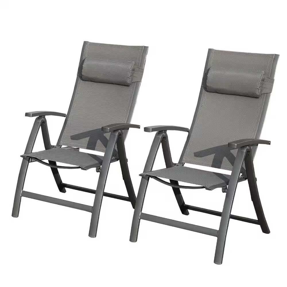 2-Piece Black Metal Outdoor Recliner