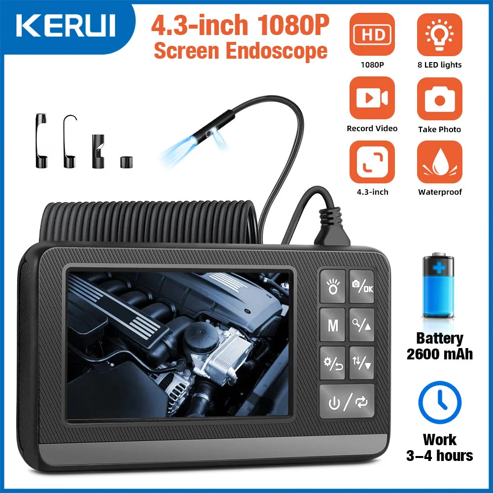 Dual Lens Industrial Endoscope Camera Handheld 1080P Snake Borescope