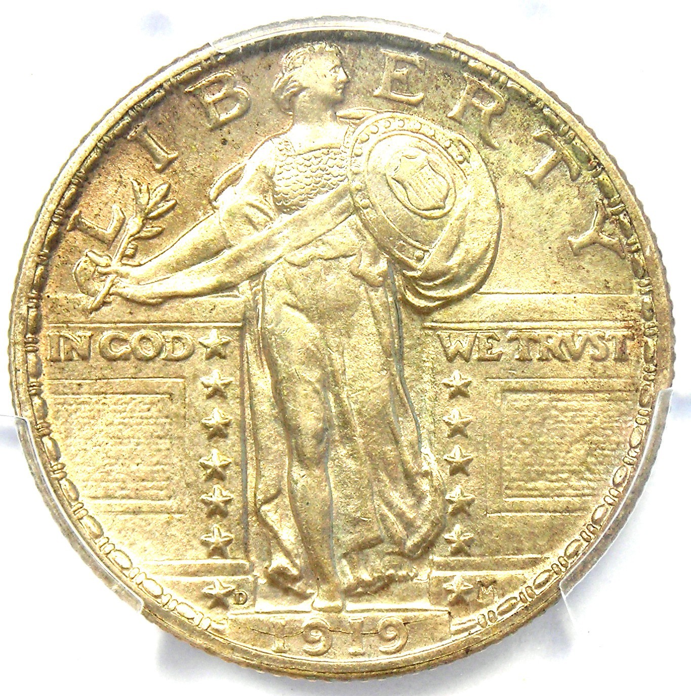 1919-D Standing Liberty Quarter 25C Coin - PCGS Uncirculated Details (UNC MS)