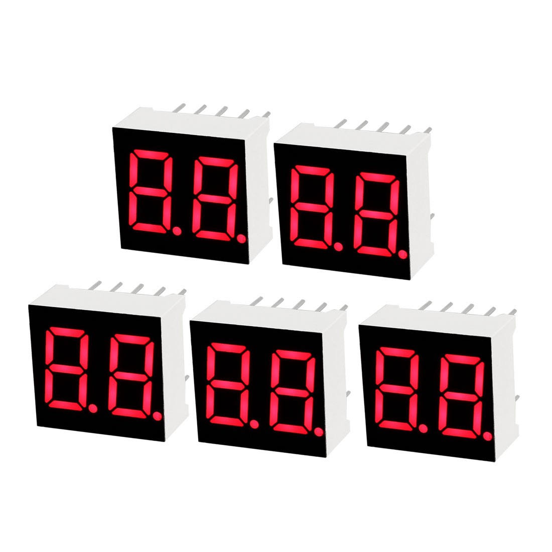 Common Cathode 10 Pin 2 Bit 0.59 x 0.55 x 0.28 Inch 0.35" Red LED Display 5pcs