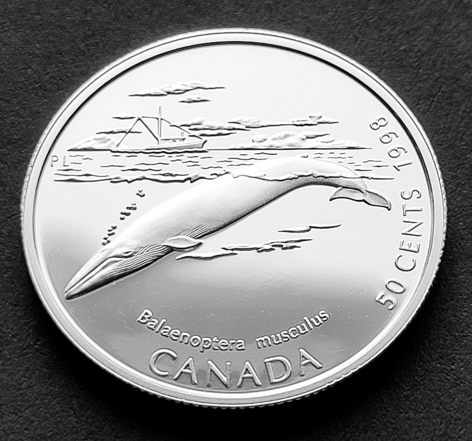 *** CANADA  50  CENTS  1998 *** THE  BLUE  WHALE *** 92.5 % STERLING  SILVER ***