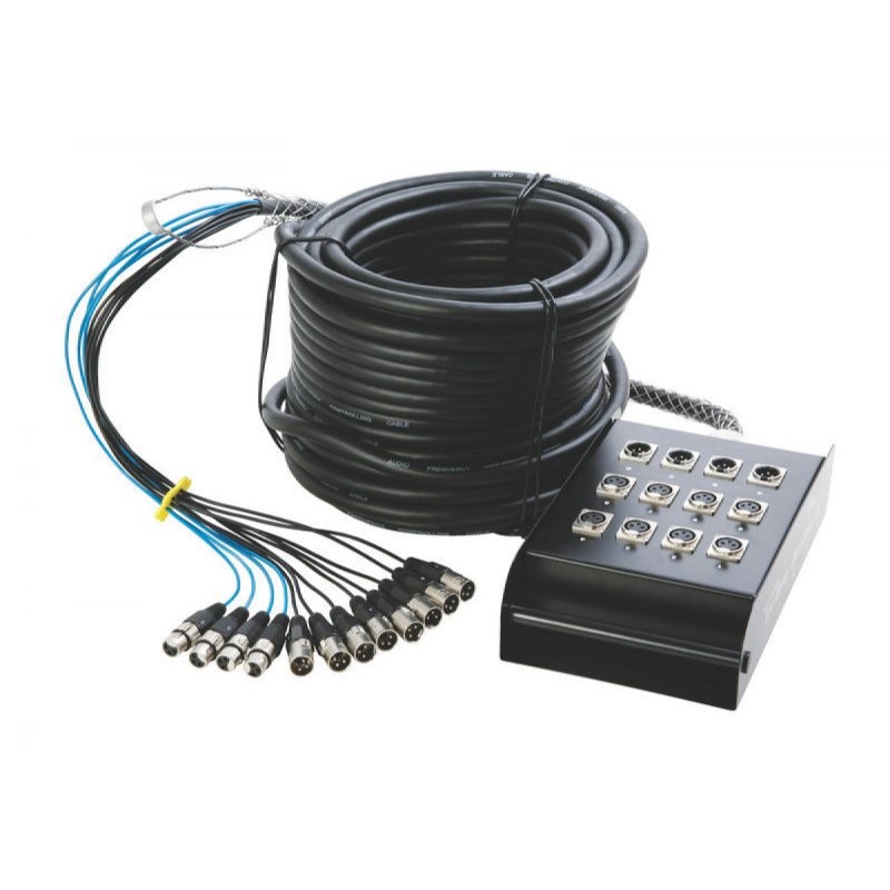 OnStage 8 x 4 XLR Stage Snake, Black, 50 Foot (SNK8450V2)