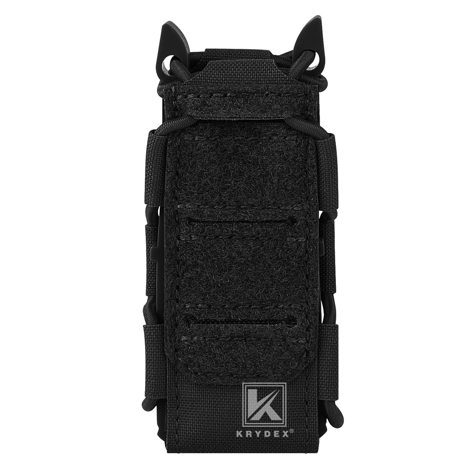 KRYDEX Tactical 9mm Magazine Pouch Open Top Mag Carrier MOLLE Compatible Black