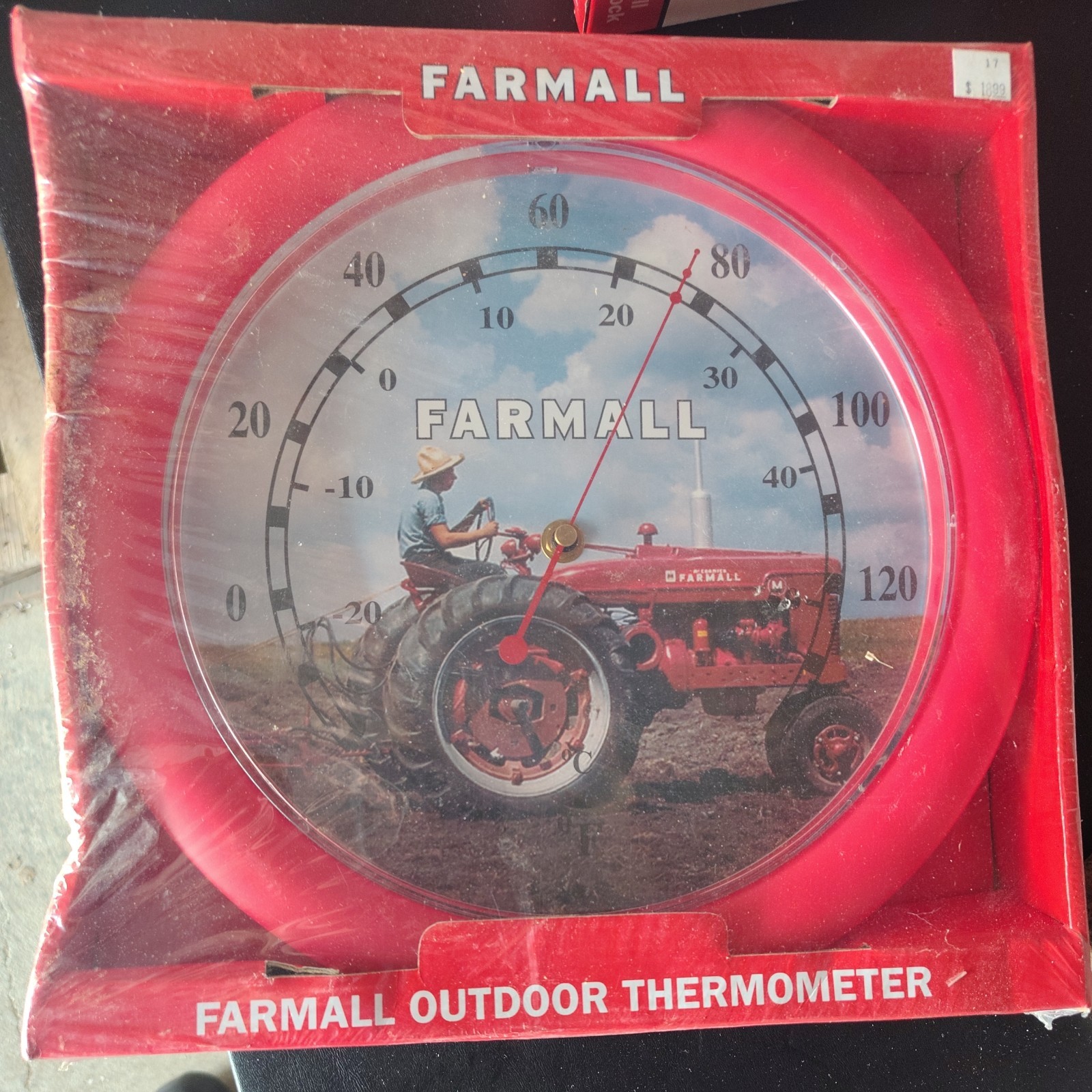 Farmall Outdoor Thermometer Tractor Design Vintage Style Red 12” New Sealed NIB,