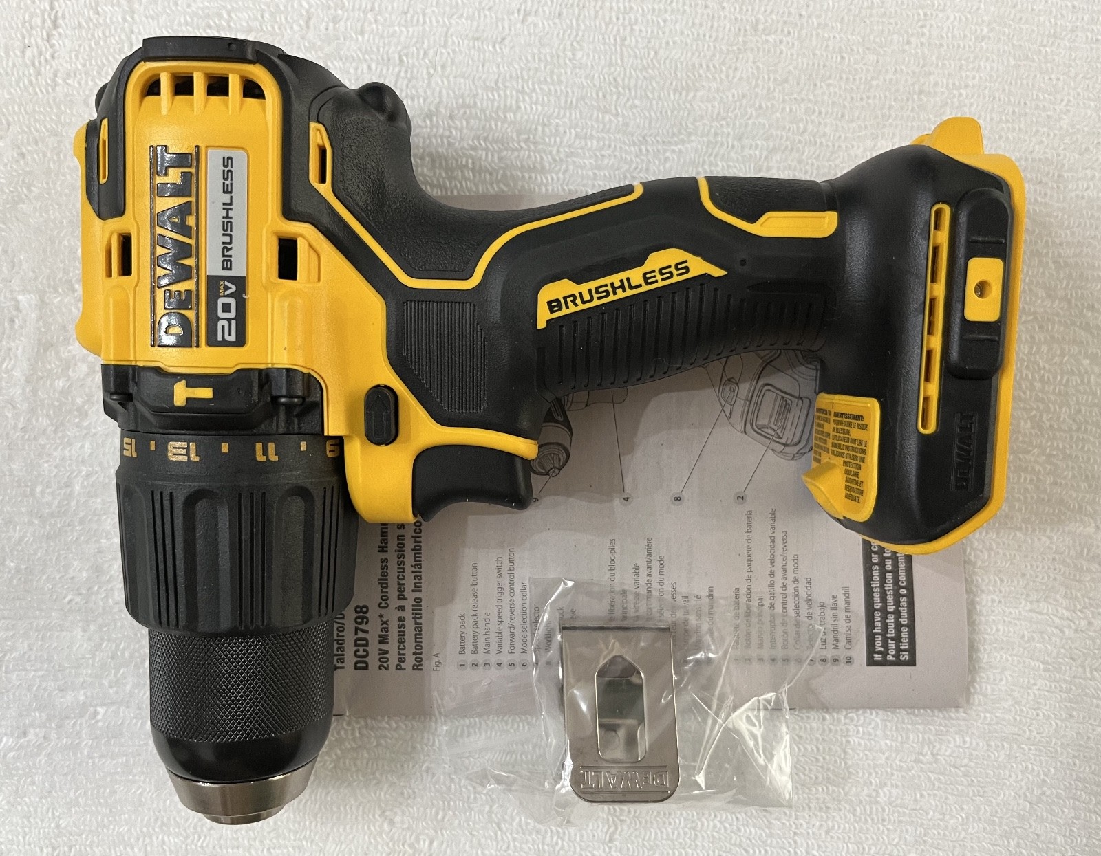 New Dewalt DCD798B 20V 20 Volt Max 1/2" 2 Speed Brushless Hammer Drill Driver