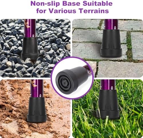 Folding Cane, Portable 5-Level Adjustable Height Walking Stick with Foldable Des