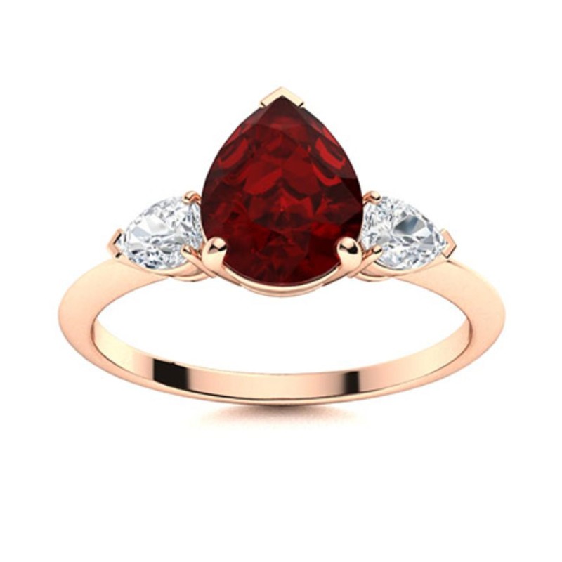 January Garnet Stone 925 Silver Promise Statement Prong Three-Stone Ring
