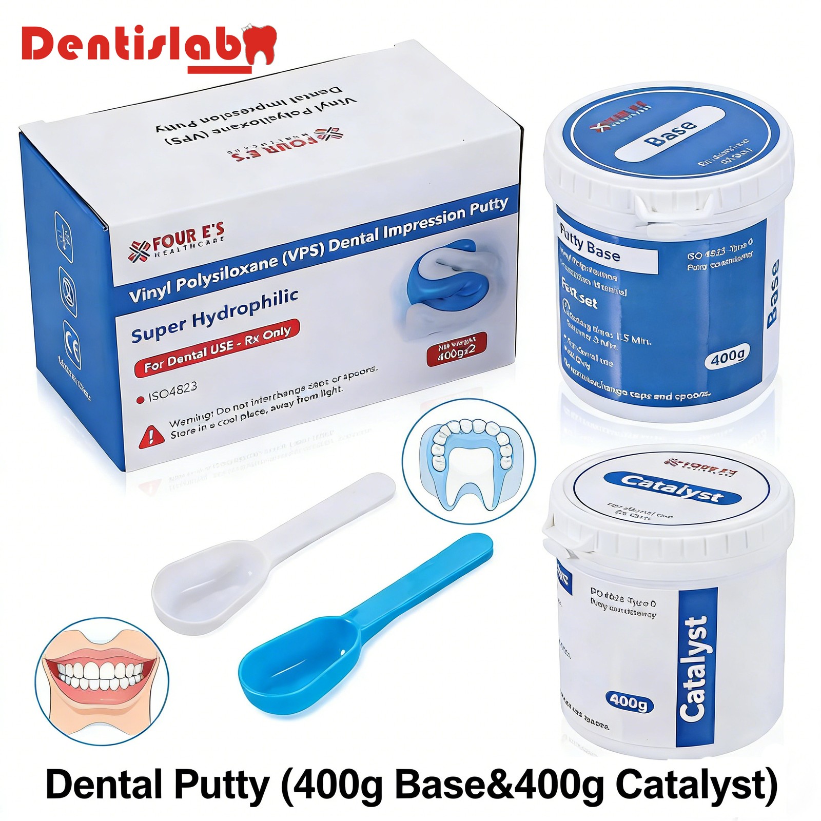 Dental VPS Putty Fast Set Impression Material, 400g Base and 400g Catalyst New