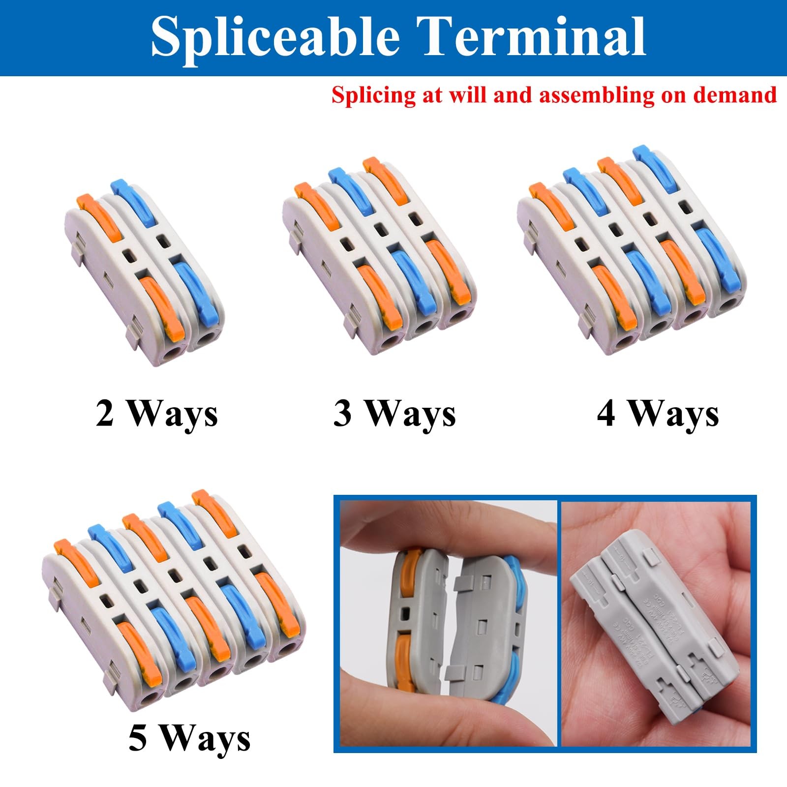 60PCS Lever Wire Connectors AWG28-12, Quick Connect Electrical Splicing Kit f...