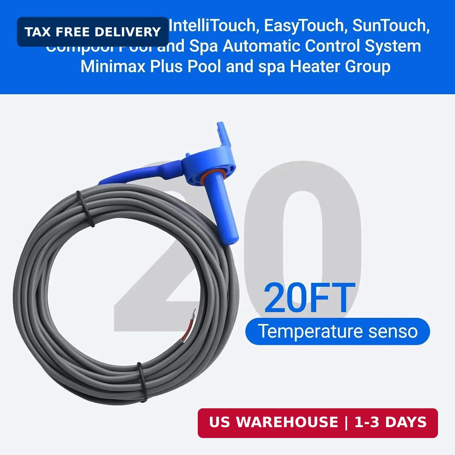 520272 Pool Temperature Sensor Thermistor, 20 Feet Cable, 2 Pack