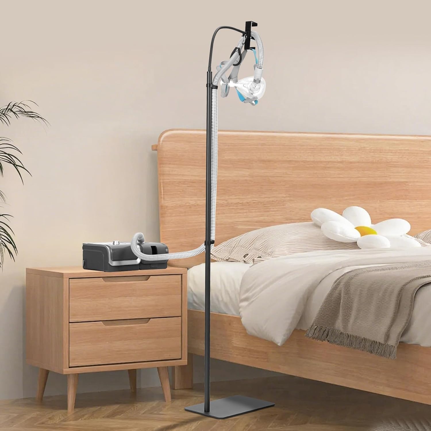 CPAP Hose Holder for Bedside -All-Metal Stand with Aluminum Hook |NoWall Dril...