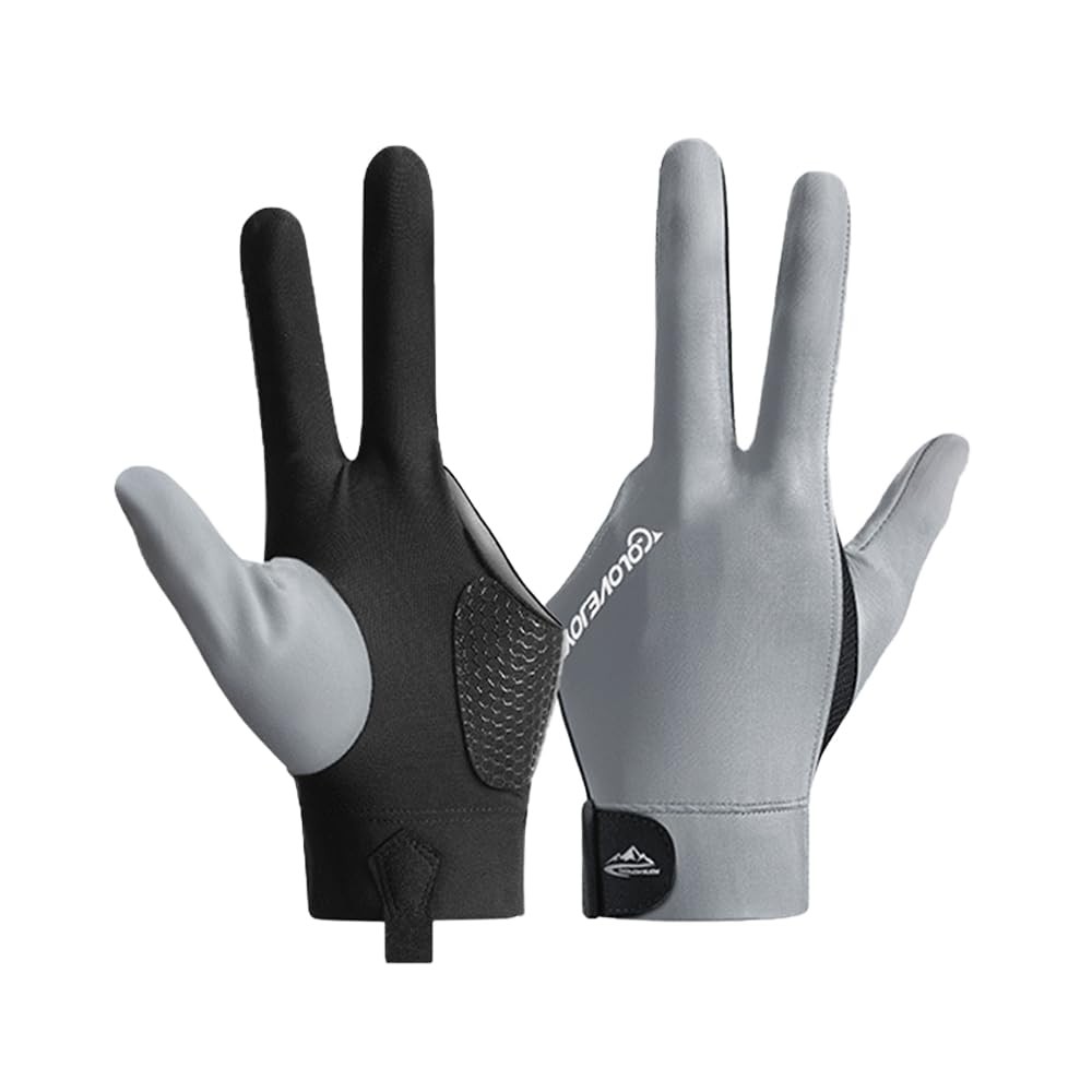 Left Hand Billiard Gloves for 3 Fingers  Snooker Pool Cue Gloves Grey