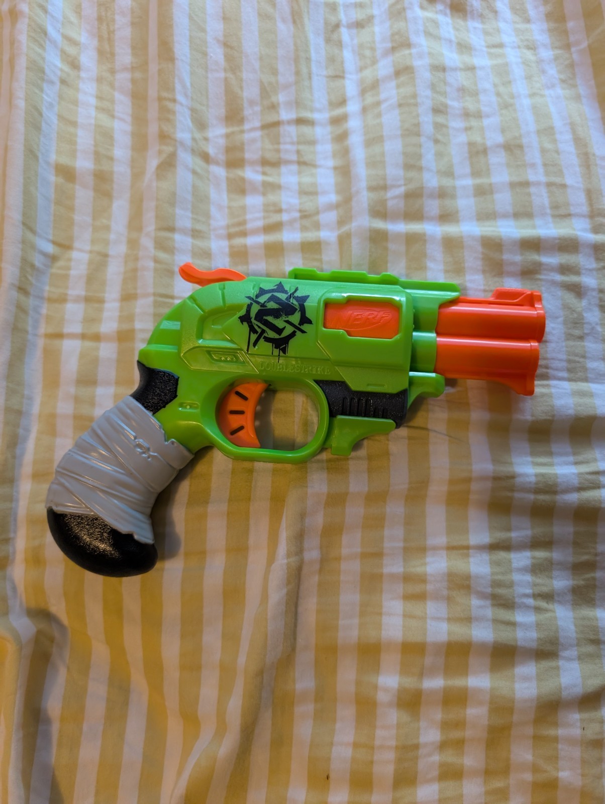 NERF Gun Zombie Double Strike Green Orange Blaster