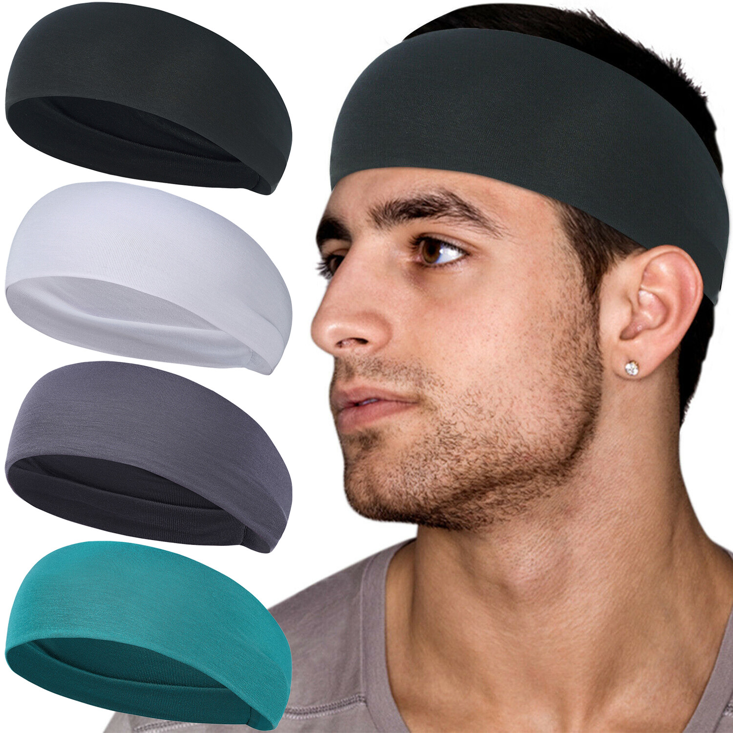 Sweatbands Non Slip Headbands Stretchy Running Workout Hair Bands for Men Women