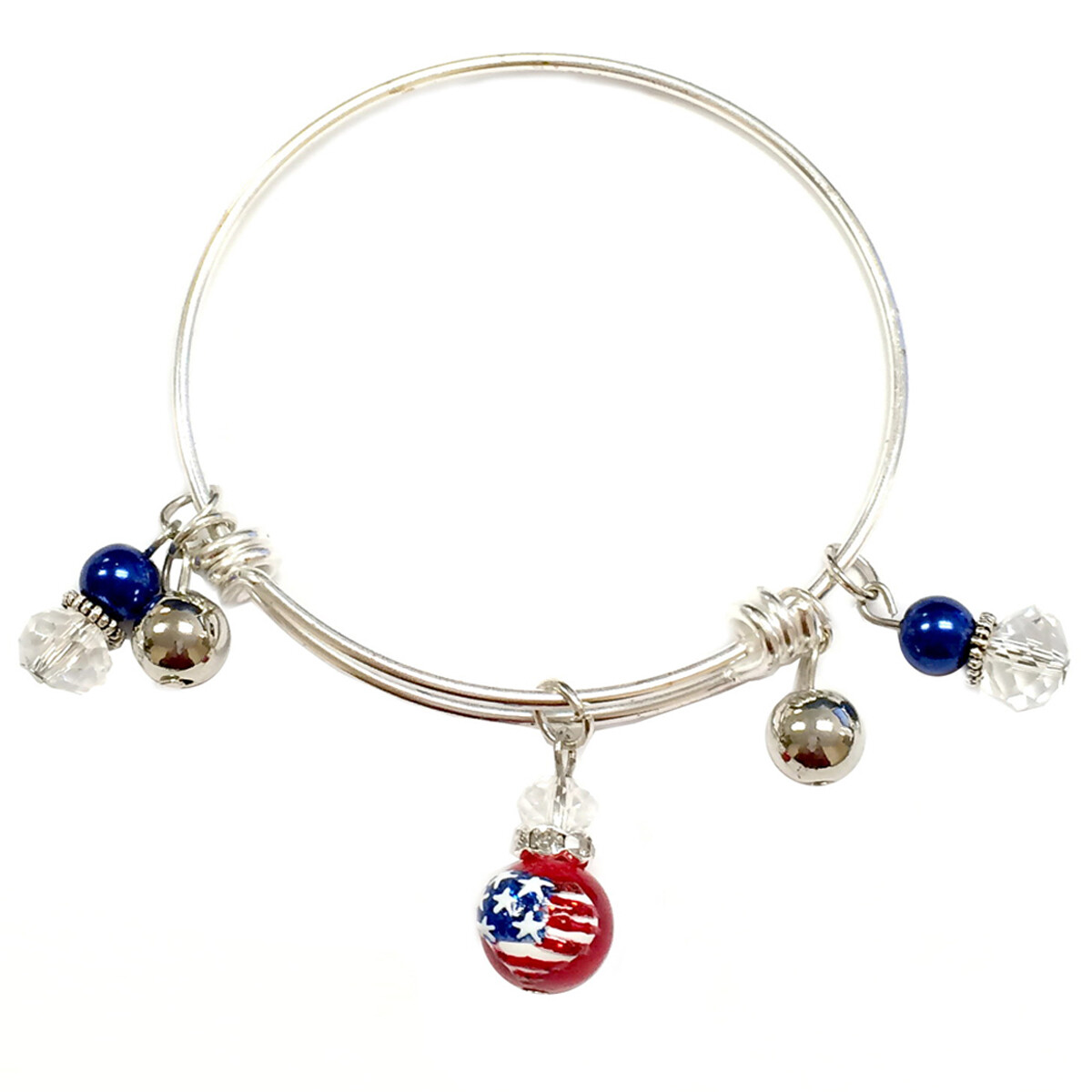 USA Bracelet Bangle American Patriotic Heart Adjustable Bangle Woman