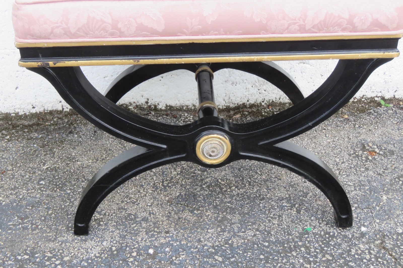 Hollywood Regency Painted Vanity Ottoman Footstool 6124