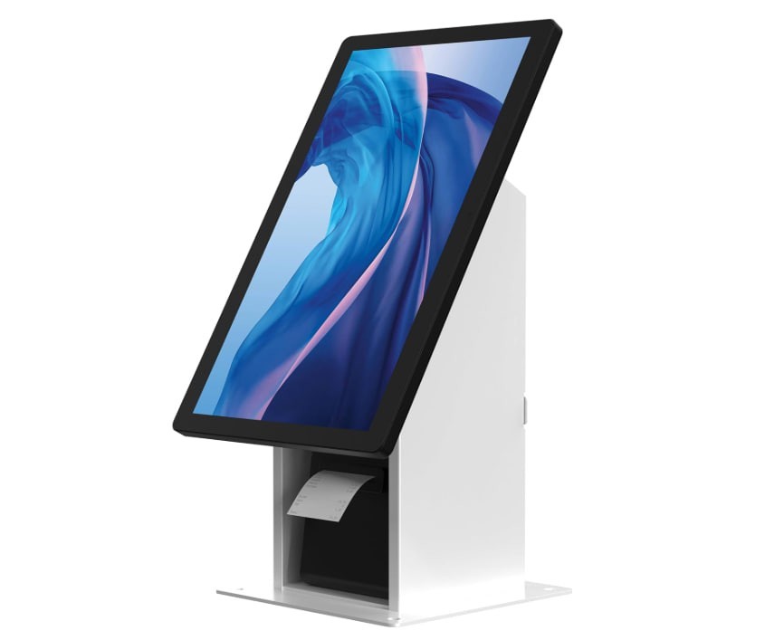 Self Service POS Kiosk Stand w/CPU & Printer for 33lb Displays White