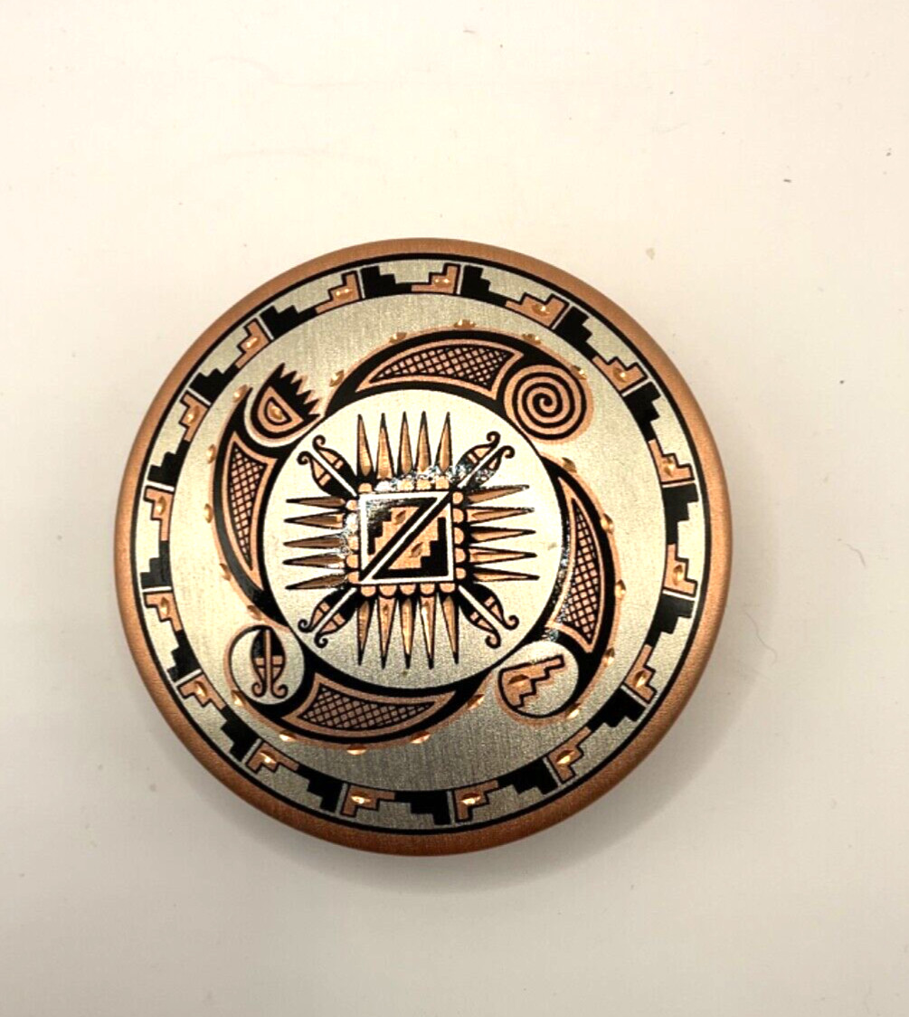 Copper lidded box from Greece 4” in diameter.