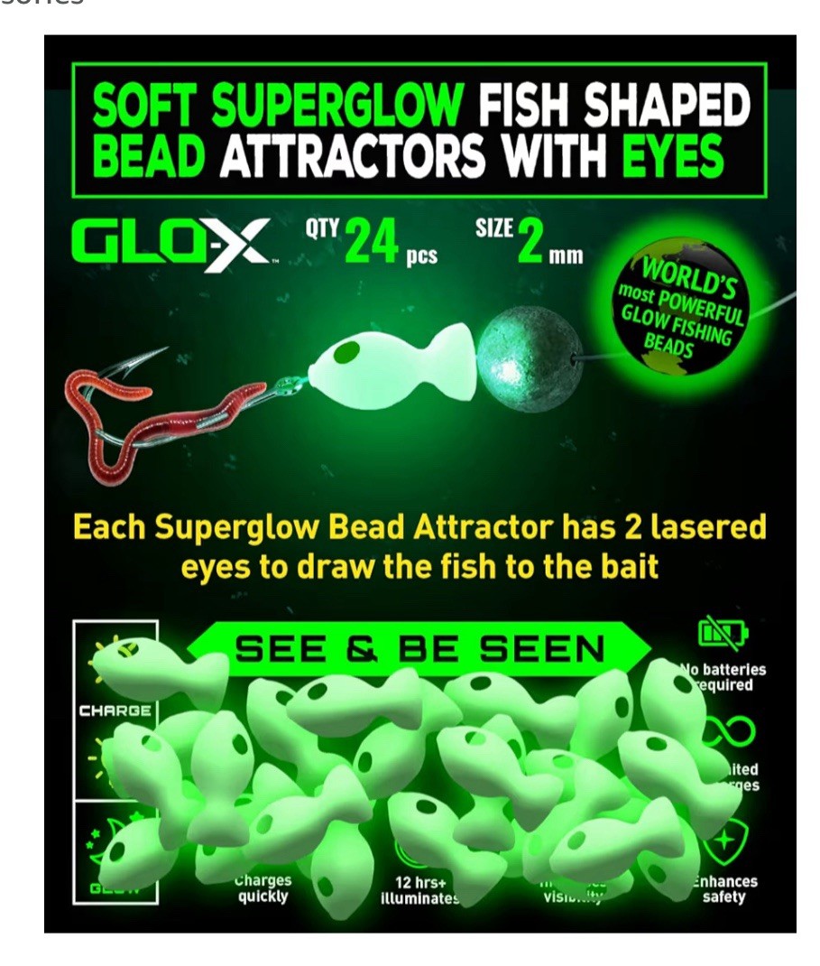 GLO-X 24pcs Fishing Lures Bobbers Luminous Glow In Dark Fishing Beads with Eyes