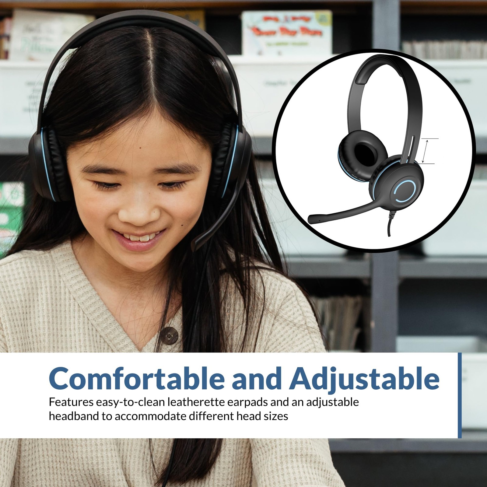 AC-5008A USB Stereo Headset with Microphone for PC – Wired USB Headphones wit...
