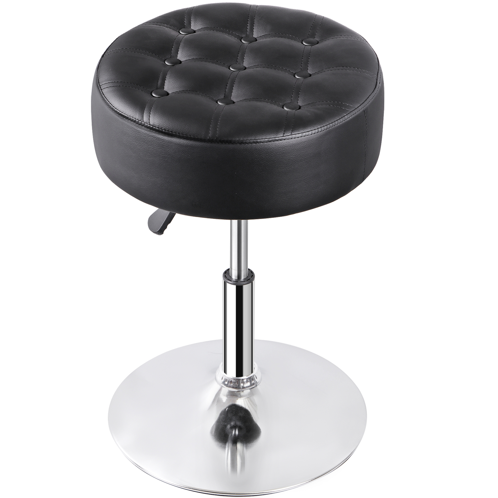 2PCS Adjustable Vanity Stool PU Leather Ottoman Stool for Bedroom w/Base Black