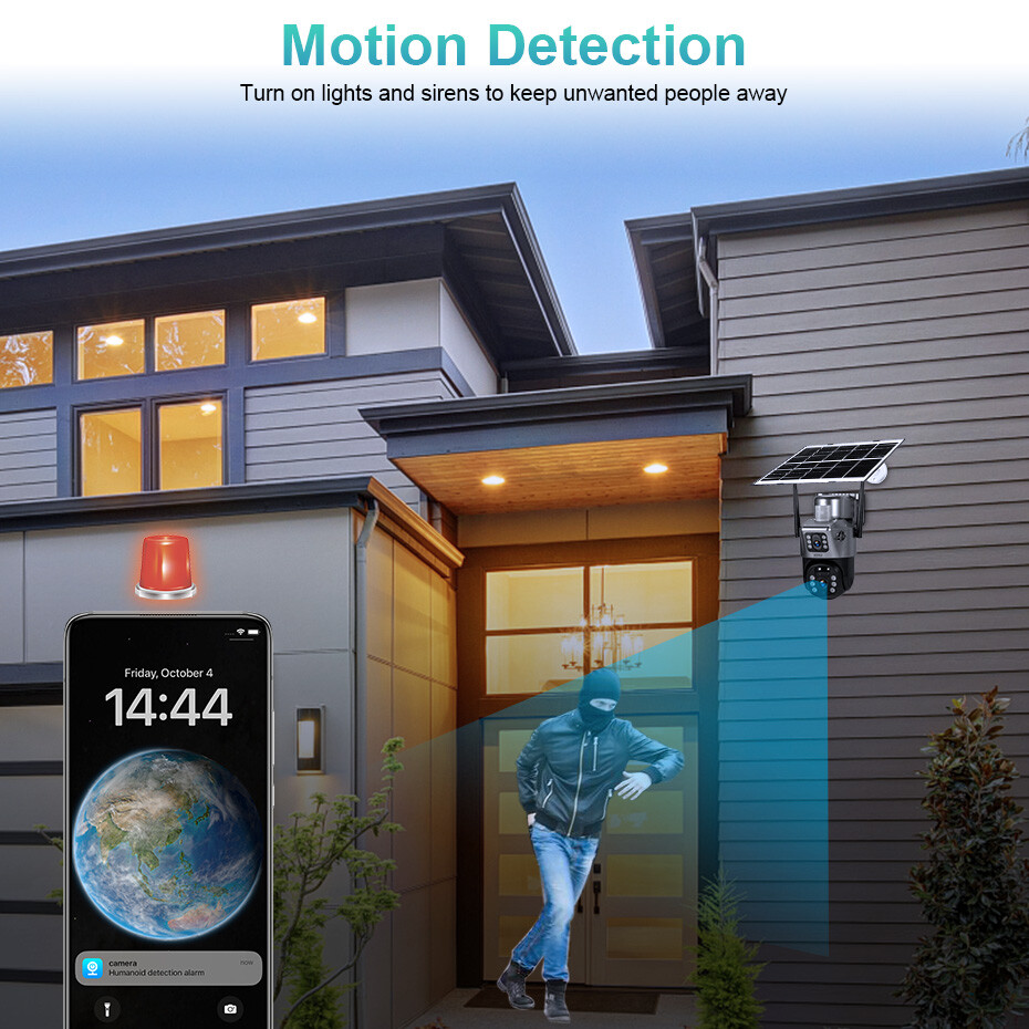 2x Solar Battery Powered Wireless WiFi Outdoor Home Security Camera System CCTV