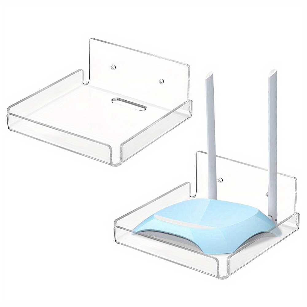 2sets Acrylic Wall Mounted Adhesive Router Storage Rack TV set Top box Holders