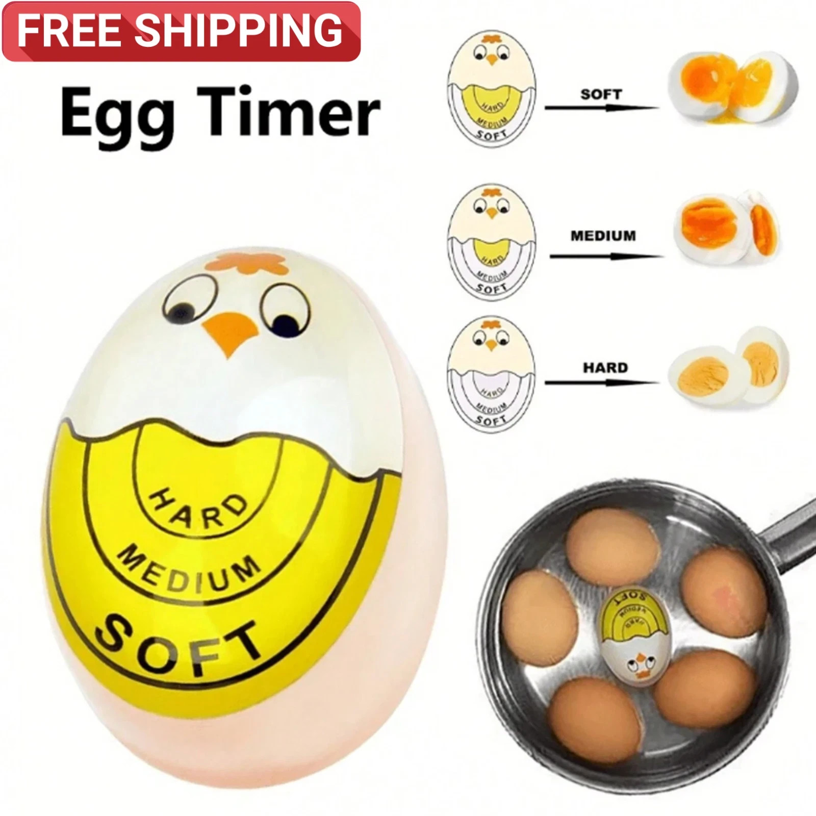 1x Color Changing Egg Timer – Accurately Measure Hard And Soft Boiled Eggs Cook