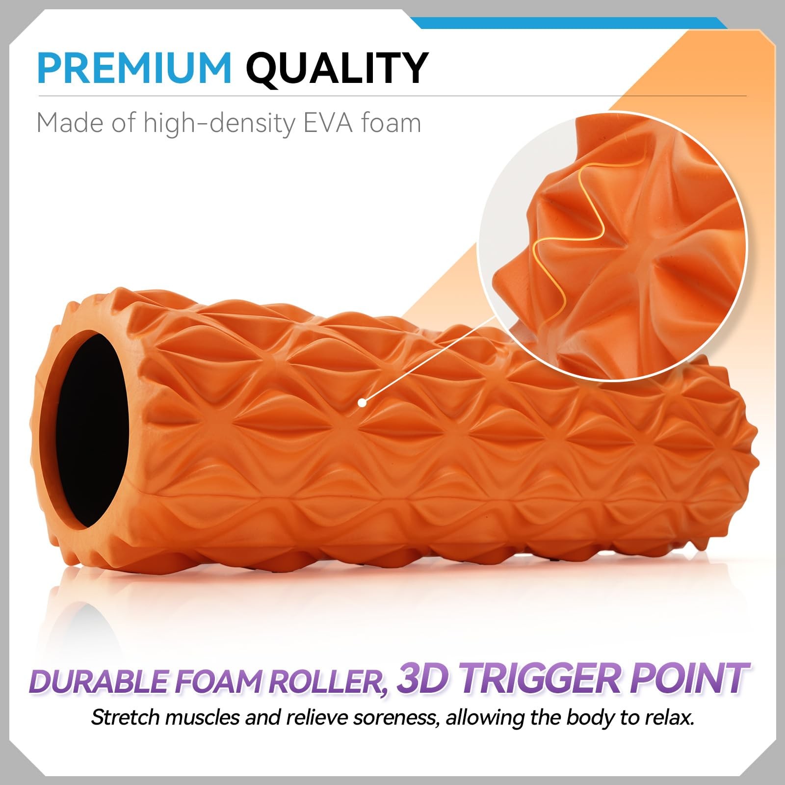 Foam Roller, 15 inch High Density Massage Roller for Exercise