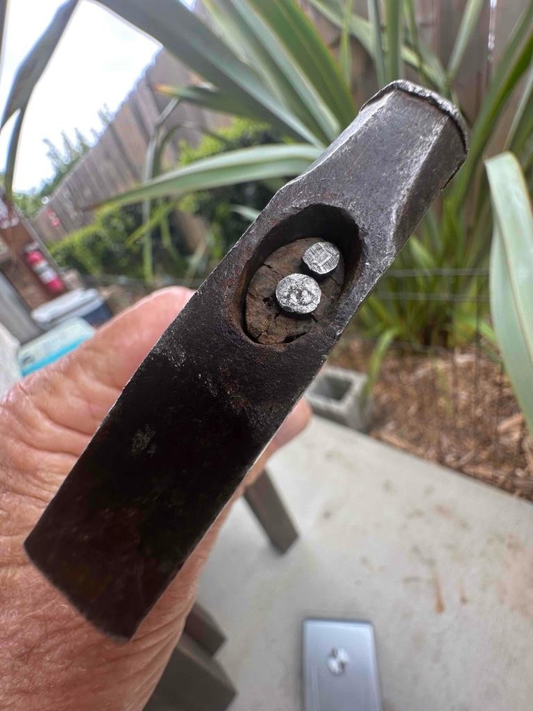 Antique 4 Ounce Tack Hammer "Cast Steel" Head Hardwood Handle