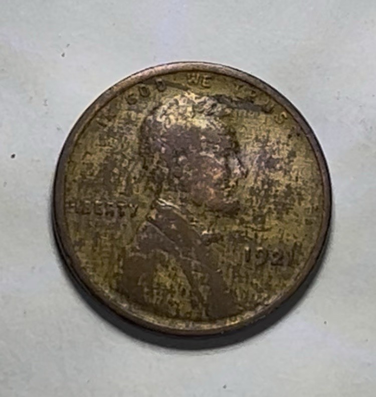 1921 Lincoln Cent Aged Wood Grain Original