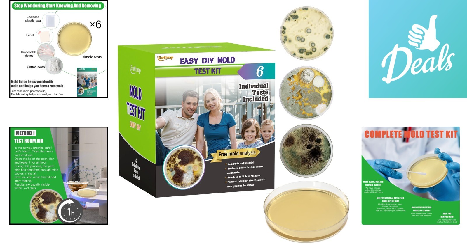 Complete DIY Mold Testing Kit with Free Lab Analysis & Identification Guide