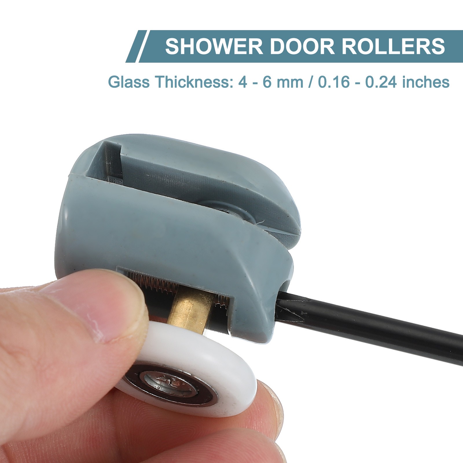 8Pcs 25mm Single Shower Door Rollers Plastic Top Wheels Pulleys Guide Grey