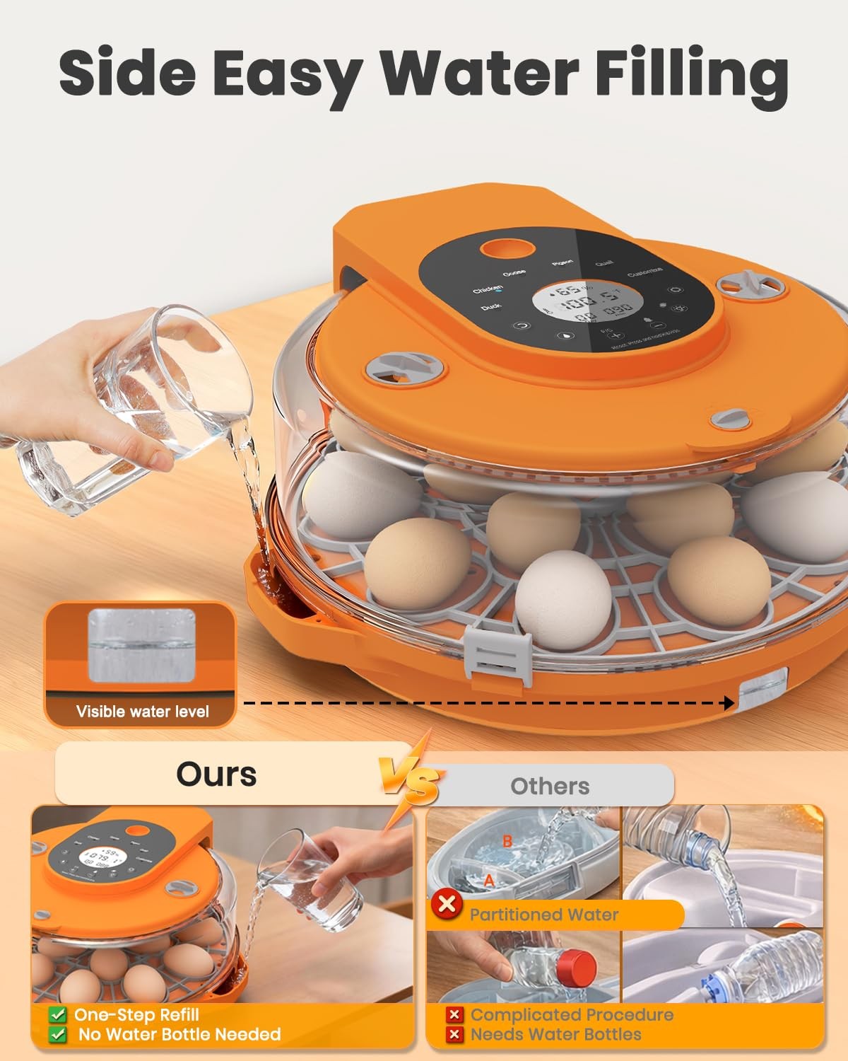15 Egg Chicken Incubator Auto Temp Humidity Control Digital Egg Hatcher Flip