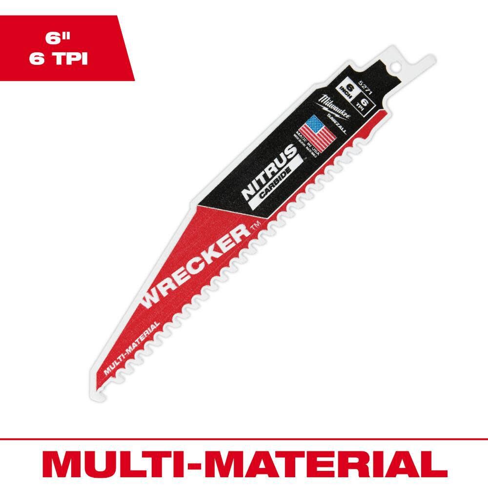 Milwaukee 48-00-5271 WRECKER Reciprocating Nitrus Saw Blade6" x 6 TPI