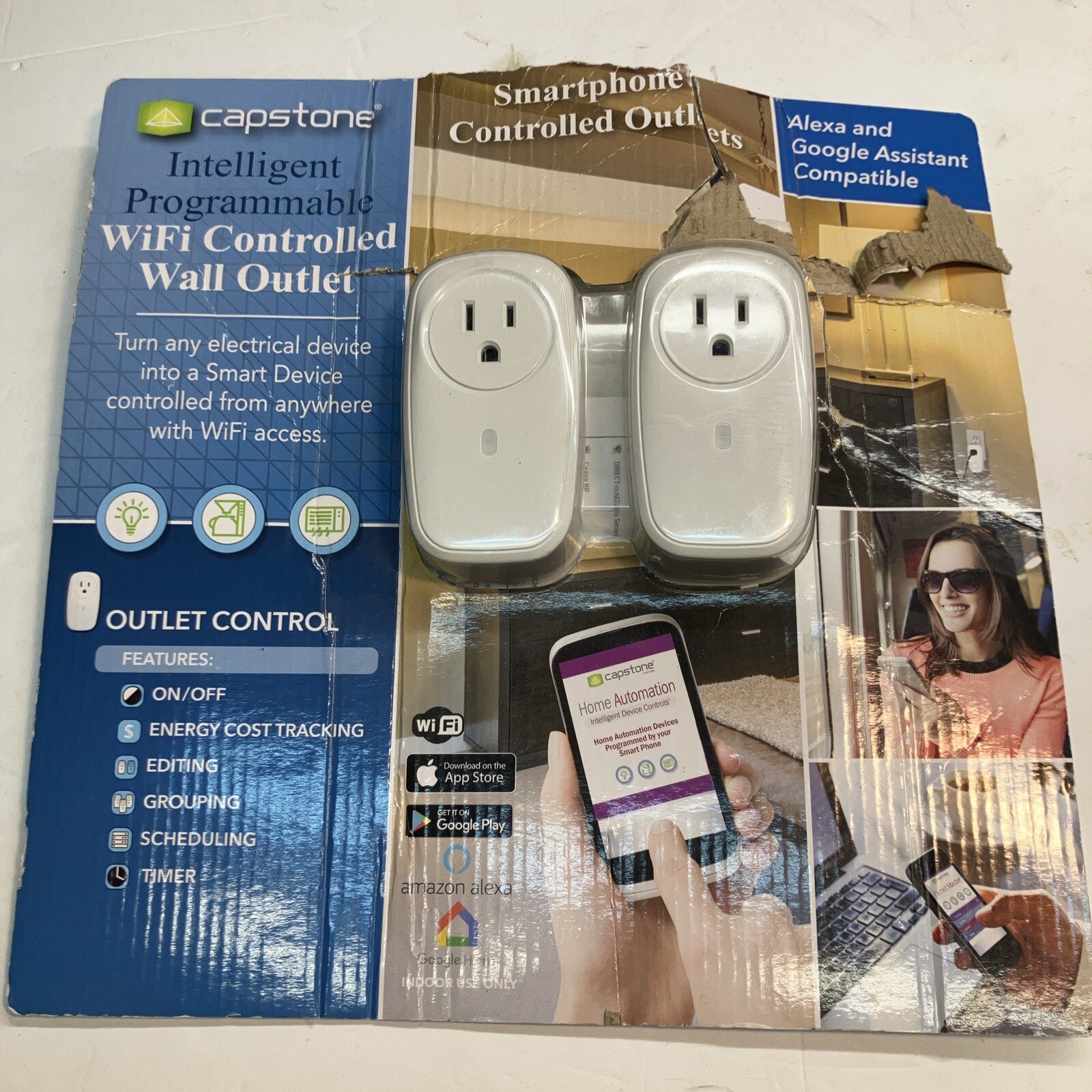 Capstone 2 pack Intelligent Programmable WiFi Outlet Alexa Compatible