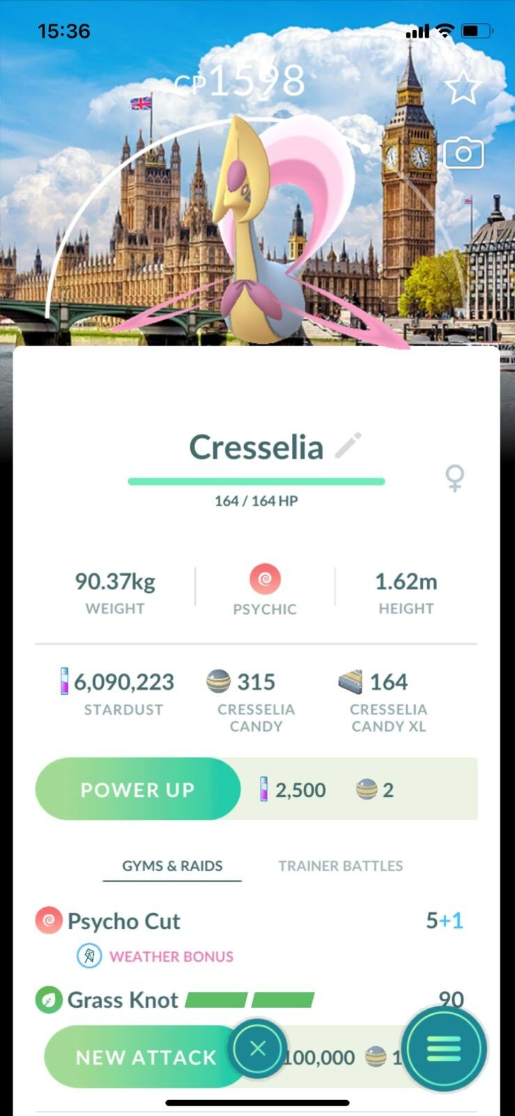 ⚡️ LEGENDARY CRESSELIA w/LONDON LOCATION CARD⚡️- PKMN GO! - NON REGISTERED TRADE