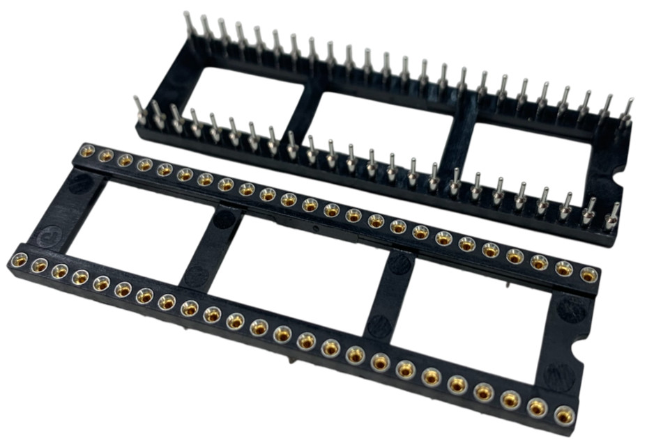 6x Precicontact 48 Pin IC Sockets Machined Round Contact Pins Holes DIP-48 Gold