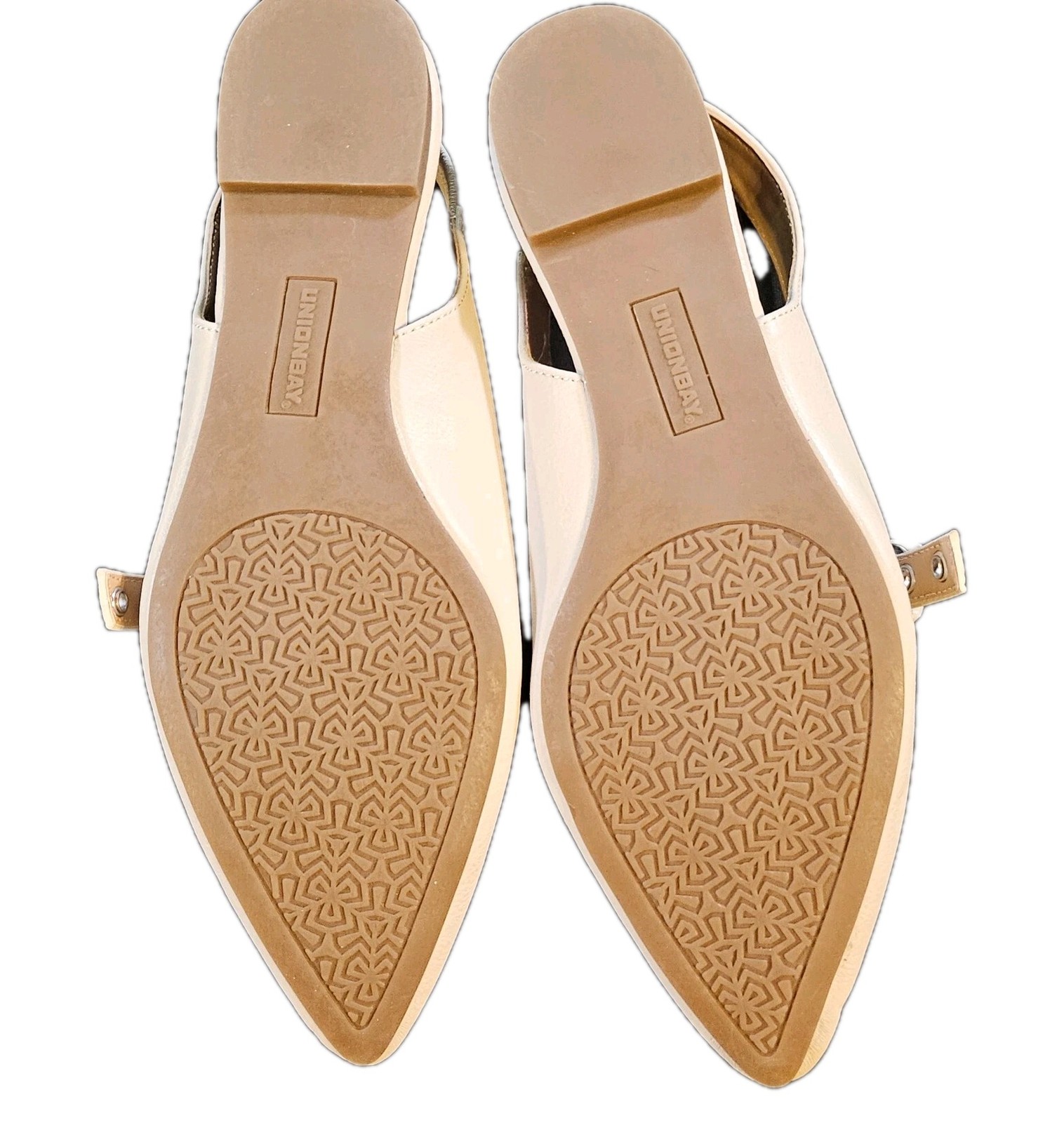 Unionbay Cream Pamira Mary Jane Slingback Pointed Toe Flats Retro Womens SZ 9.5M