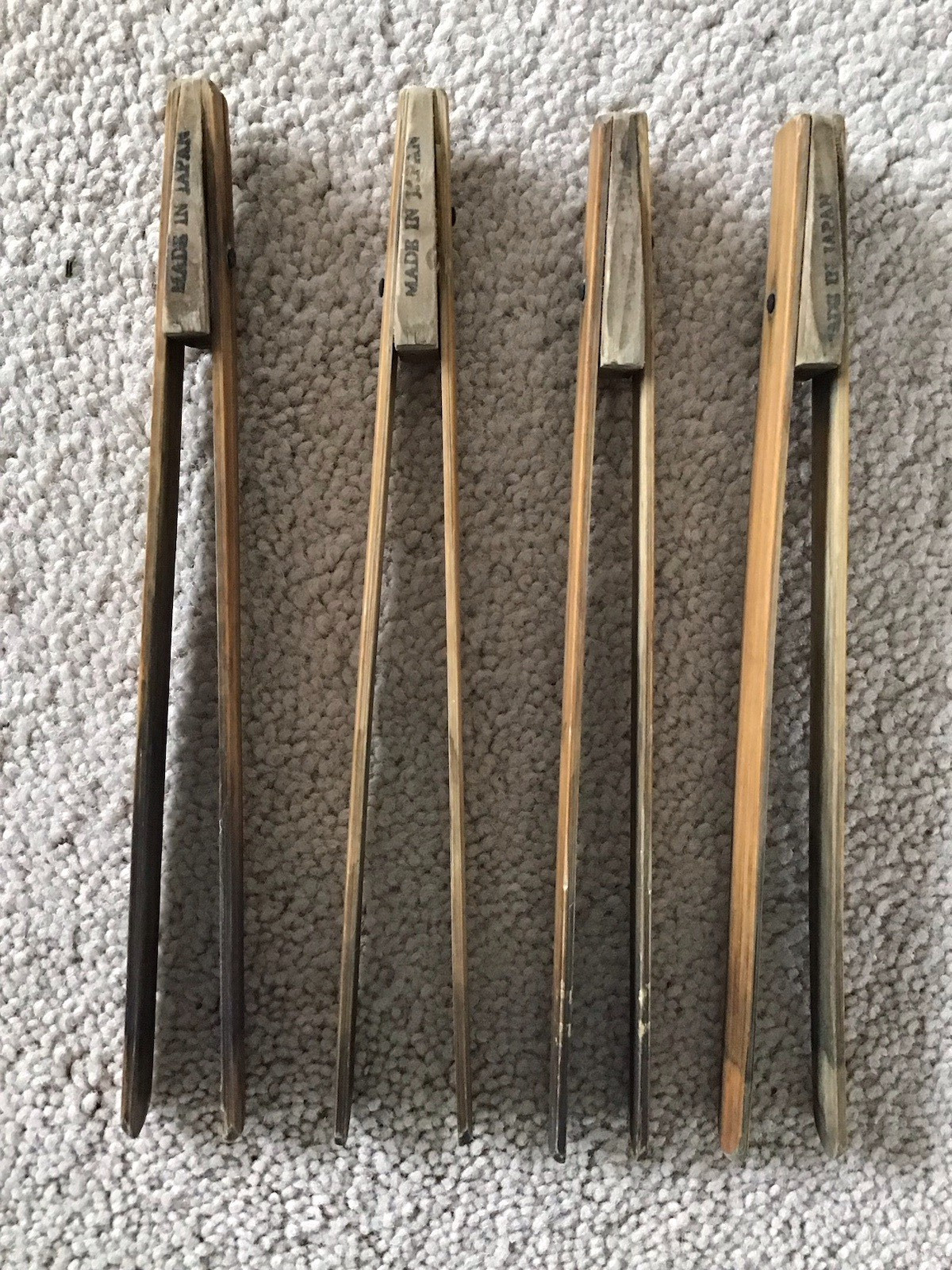 Vintage Photography Darkroom Film Developing Wooden Tongs Made in Japan Lot of 4
