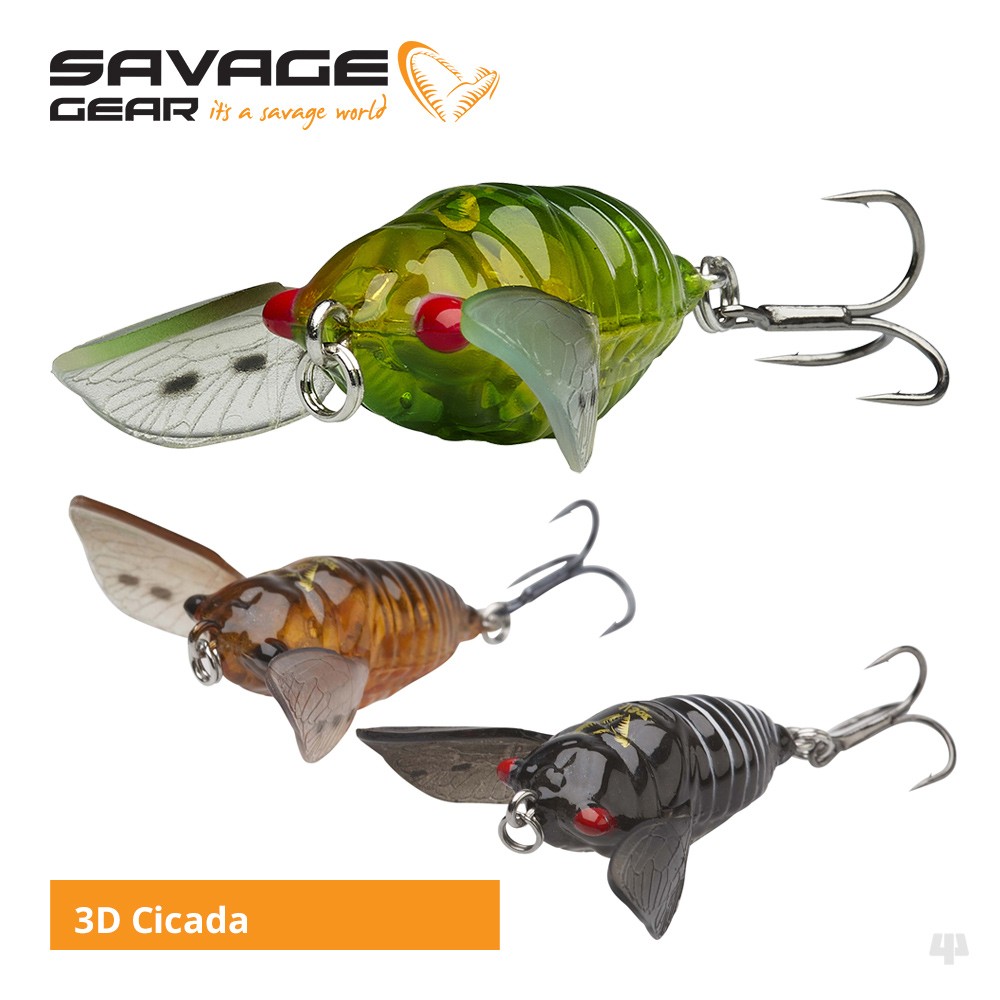Savage Gear 3D Cicada Surface Lures - Perch Chub Trout Bass Fishing Tackle