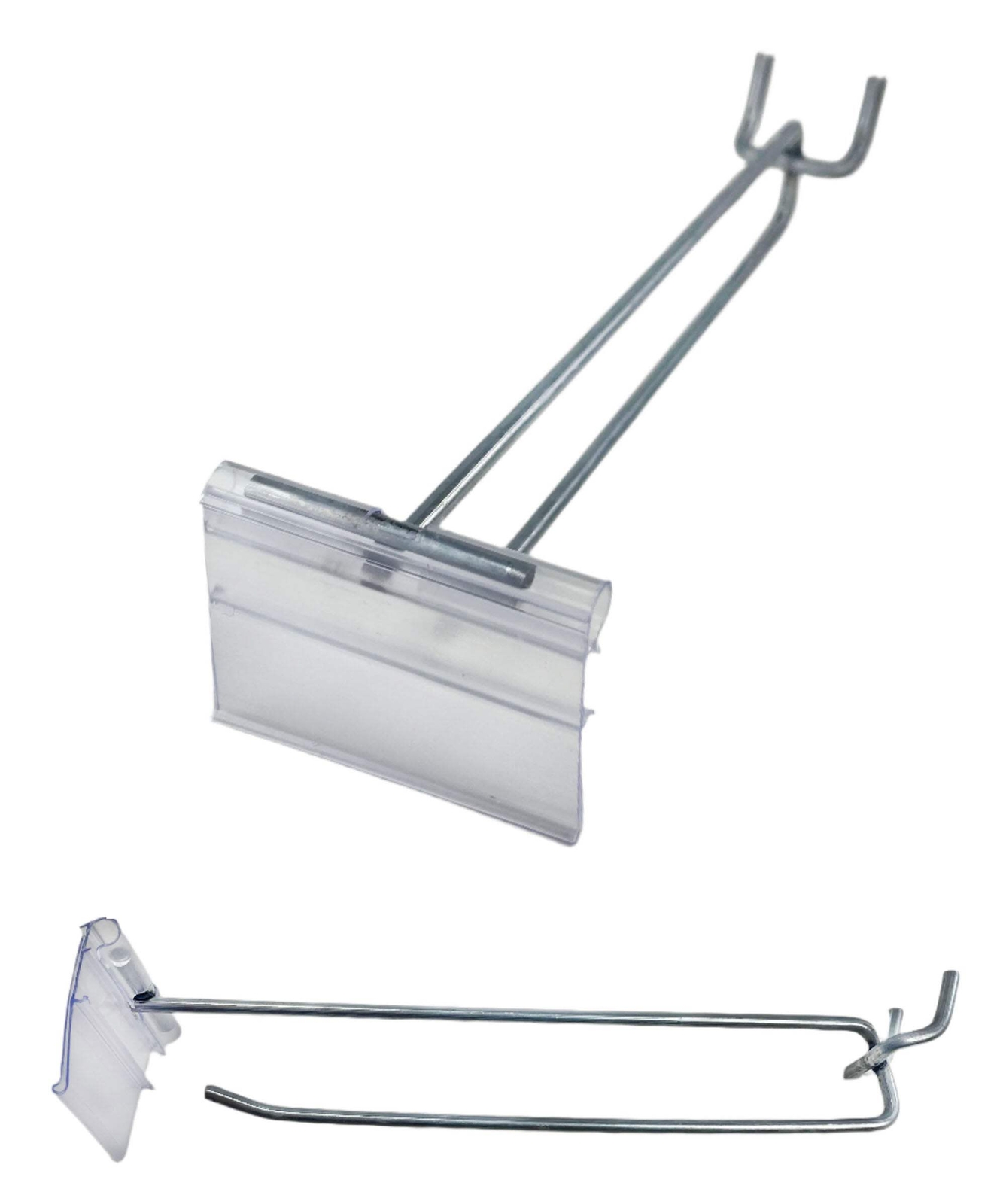 100 Pack Flip Scan™ USA Made Retail Display Metal Peg Board Hooks W/Label Holder